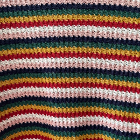 Rainbow Multi Stripe Balloon Sleeve Sweater Top NWOT - Picture 6 of 9